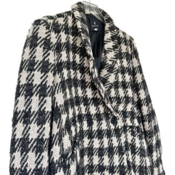 Anine Bing Diana Houndstooth Plaid Black Tan Double Breasted Blazer Size XL - Picture 5 of 14
